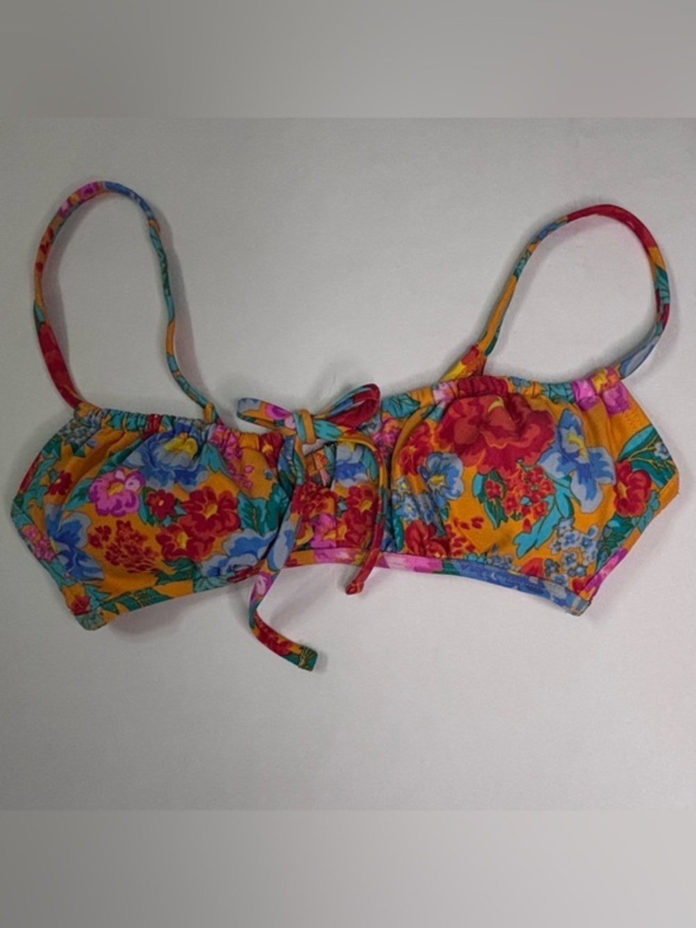 Xhilaration Floral Tie-Front Bikini Top in Bright Multicolor Sz M